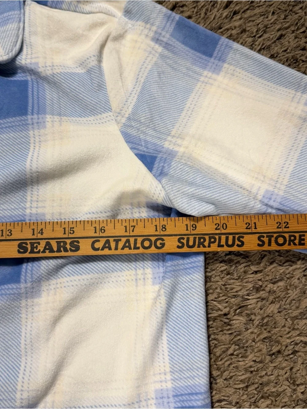 Soma Blue White Plaid Button Up Sleep Shirt Flannel Soft Cozy Loungewear Travel